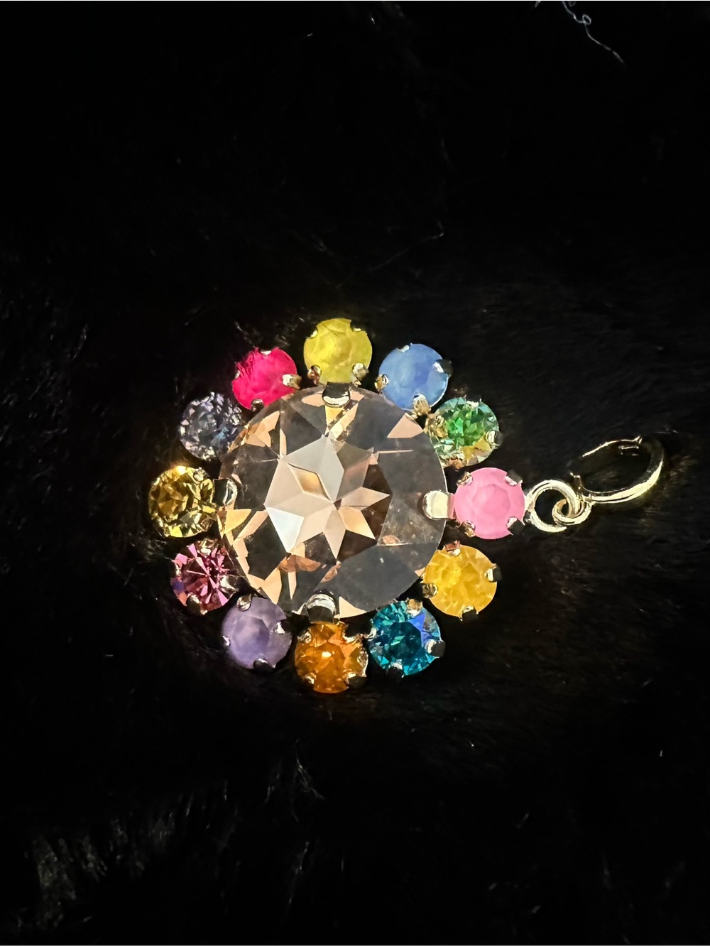 Multicolor Crystal Flower Pendant Charm - Women Jewelry